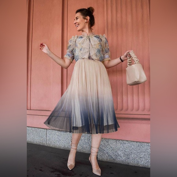 ChicWish We Know It All Gradient Pleated Mesh Tulle Dress - Picture 2 of 6